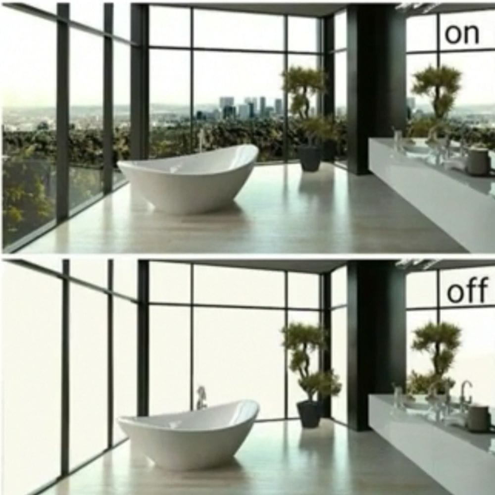 Installazione di smart film pdlc per privacy dinamica tramite pellicole che si oscurano con telecomando