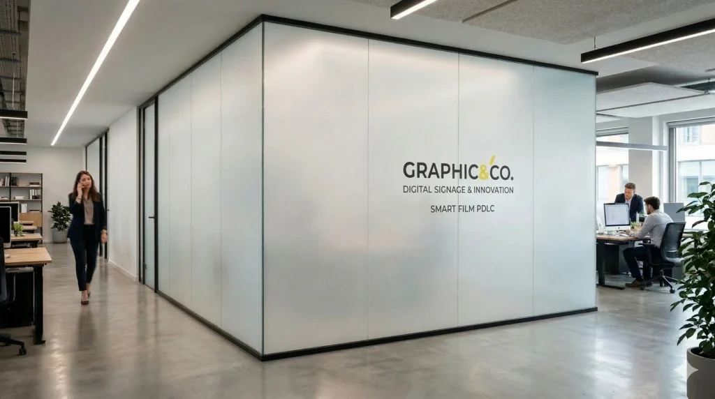 Esempio di Smart Film PDLC OFF in ufficio