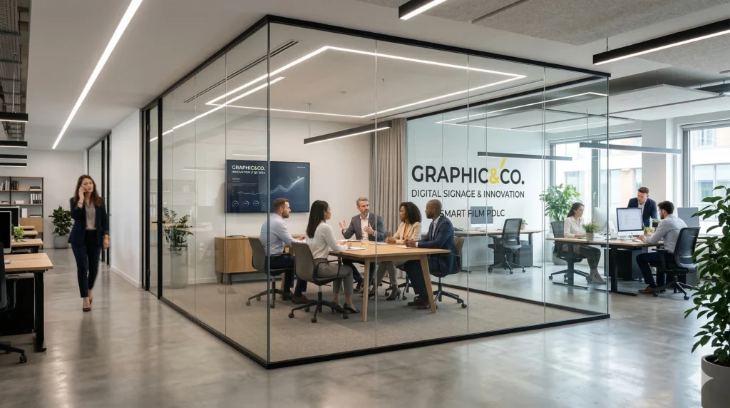 Esempio di Smart Film PDLC ON in ufficio